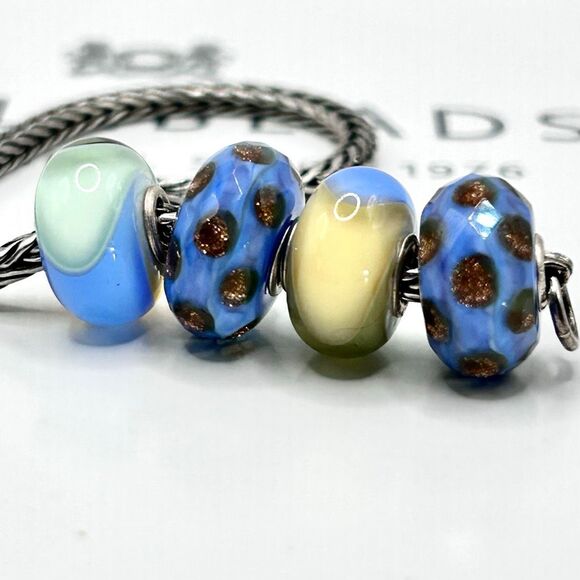 TROLLBEADS Gold Stream Facet #2 Blue & Copper Glitter LAA 925S NEW! Peoples Bead - Picture 3 of 7